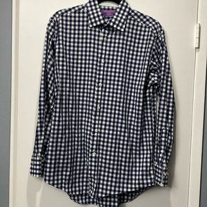 Lorenzo Uomo Blue Gingham Plaid Shirt.  15 1/2 32/33 Never Worn.